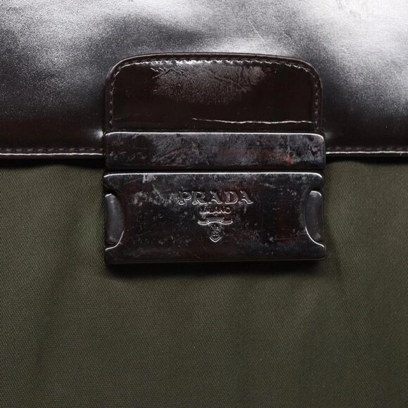 PRADA Business Bag Nylon Khaki Silver Auth bs16524 - Picture 11 of 16